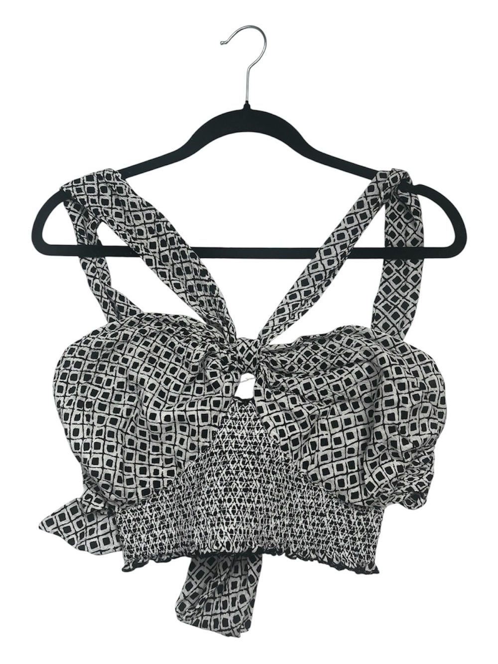 Urban Outfitters Black/White Keyhole Toe Back Cropped Top Tank Halter Sz L